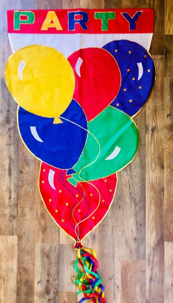 Double Sided Birthday Party Embroidered Flag- Heavy Duty Outdoor Flag 27"x68"